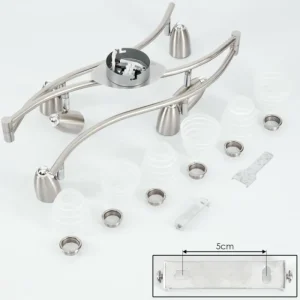 hofstein Plafonnier Chapod LED Chrome, Nickel mat, 6 lumières* Lampes En Verre