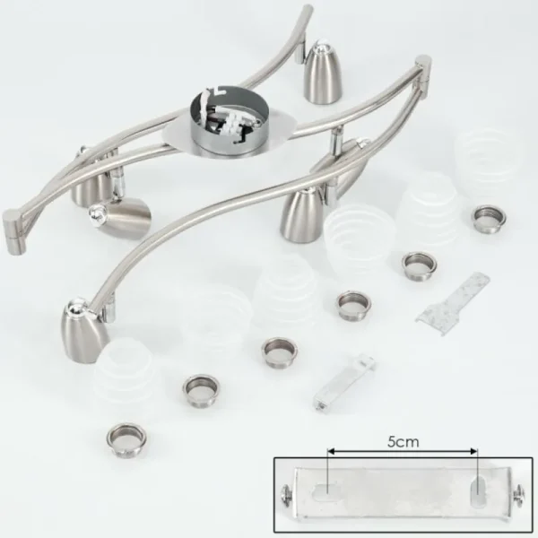 hofstein Plafonnier Chapod LED Chrome, Nickel mat, 6 lumières* Lampes En Verre