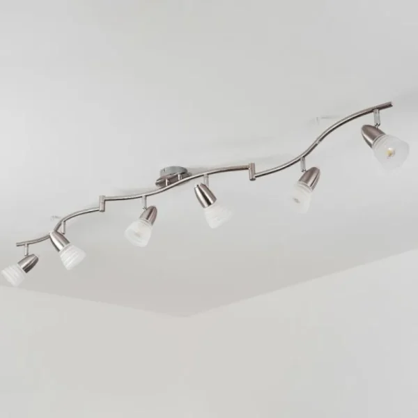 hofstein Plafonnier Chapod LED Chrome, Nickel mat, 6 lumières* Lampes En Verre