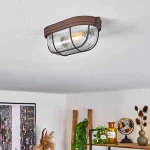 hofstein Plafonnier Chaquire Brun, Rouille, 1 lumière* Lampes En Verre