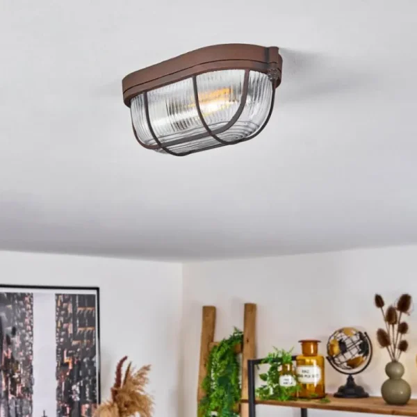 hofstein Plafonnier Chaquire Brun, Rouille, 1 lumière* Lampes En Verre