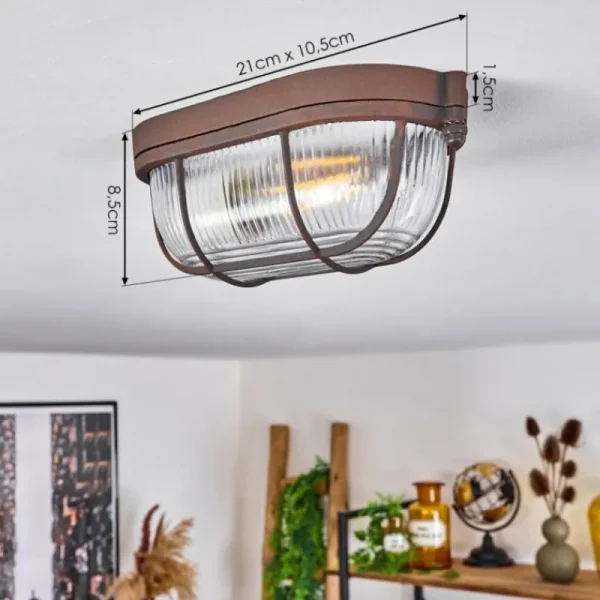 hofstein Plafonnier Chaquire Brun, Rouille, 1 lumière* Lampes En Verre