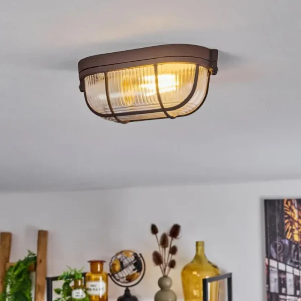 hofstein Plafonnier Chaquire Brun, Rouille, 1 lumière* Lampes En Verre