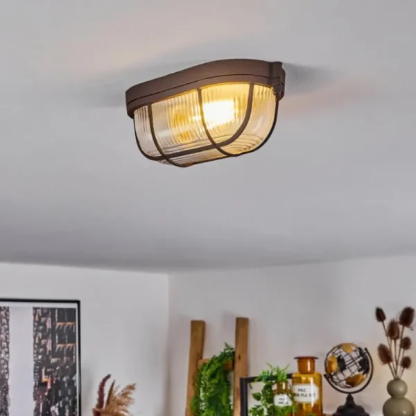 hofstein Plafonnier Chaquire Brun, Rouille, 1 lumière* Lampes En Verre