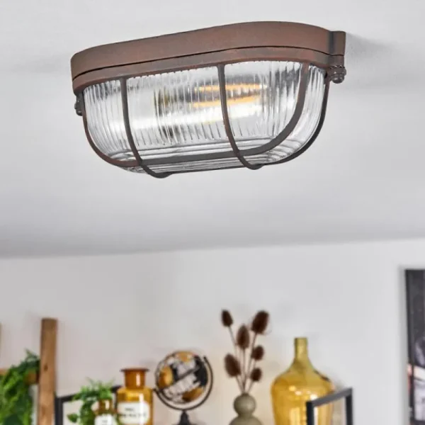 hofstein Plafonnier Chaquire Brun, Rouille, 1 lumière* Lampes En Verre
