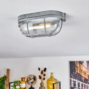 hofstein Plafonnier Chaquire Gris, 1 lumière* Lampes En Verre