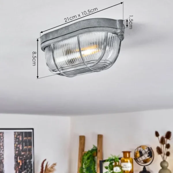 hofstein Plafonnier Chaquire Gris, 1 lumière* Lampes En Verre