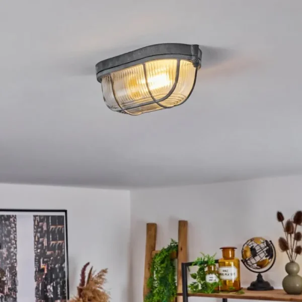 hofstein Plafonnier Chaquire Gris, 1 lumière* Lampes En Verre