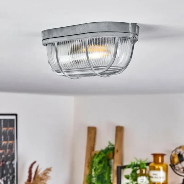 hofstein Plafonnier Chaquire Gris, 1 lumière* Lampes En Verre