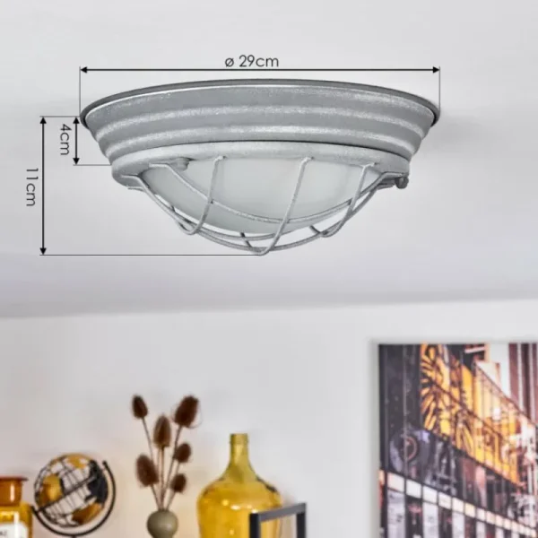 hofstein Plafonnier Coltauco Gris, 1 lumière* Lampes En Verre
