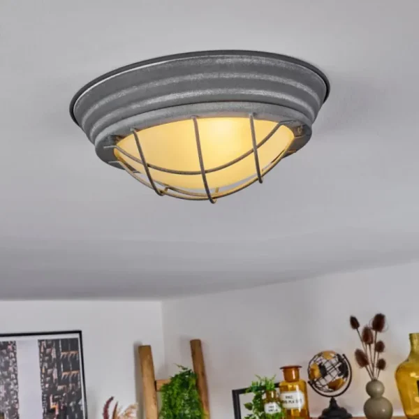 hofstein Plafonnier Coltauco Gris, 1 lumière* Lampes En Verre