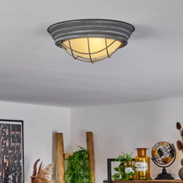 hofstein Plafonnier Coltauco Gris, 1 lumière* Lampes En Verre