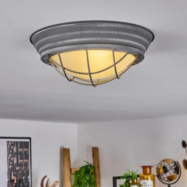 hofstein Plafonnier Coltauco Gris, 1 lumière* Lampes En Verre