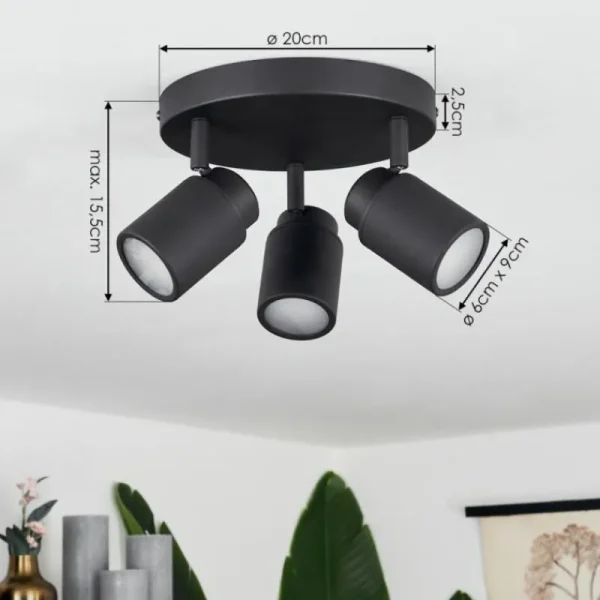 hofstein Plafonnier Douarnenez Noir, 3 lumières* Lampes Modernes