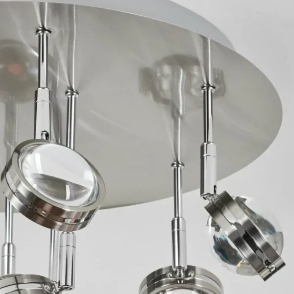 hofstein Plafonnier Fernandaires LED Nickel mat, 18 lumières* Lampes En Verre