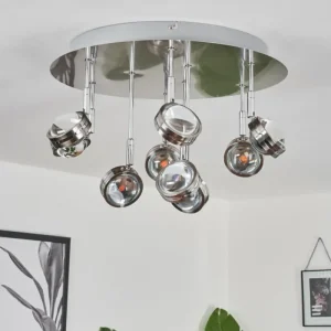 hofstein Plafonnier Fernandaires LED Nickel mat, 18 lumières* Lampes En Verre
