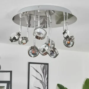 hofstein Plafonnier Fernandaires LED Nickel mat, 18 lumières* Lampes En Verre