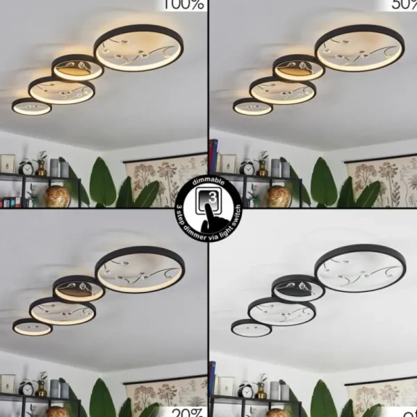 hofstein Plafonnier Fombillou LED Noir, 1 lumière* Lampes Modernes
