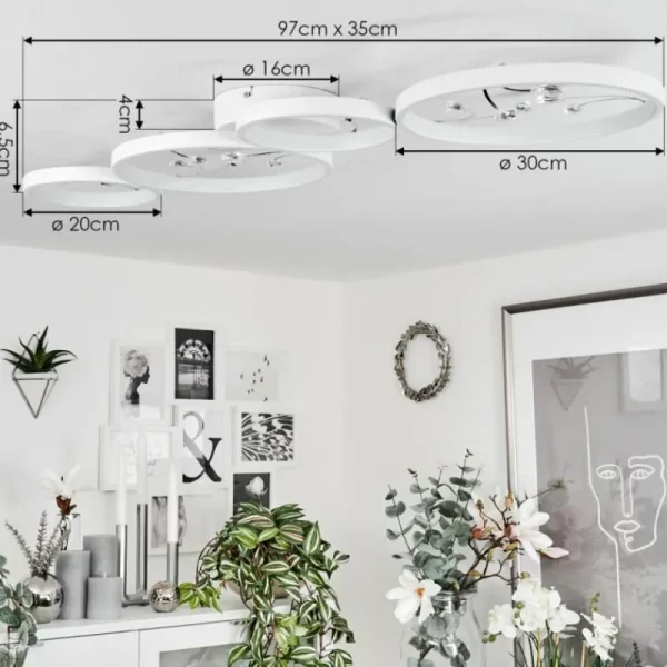 hofstein Plafonnier Fombillou LED Blanc, 1 lumière* Lampes Modernes