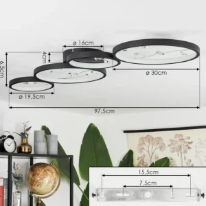 hofstein Plafonnier Fombillou LED Noir, 1 lumière* Lampes Modernes
