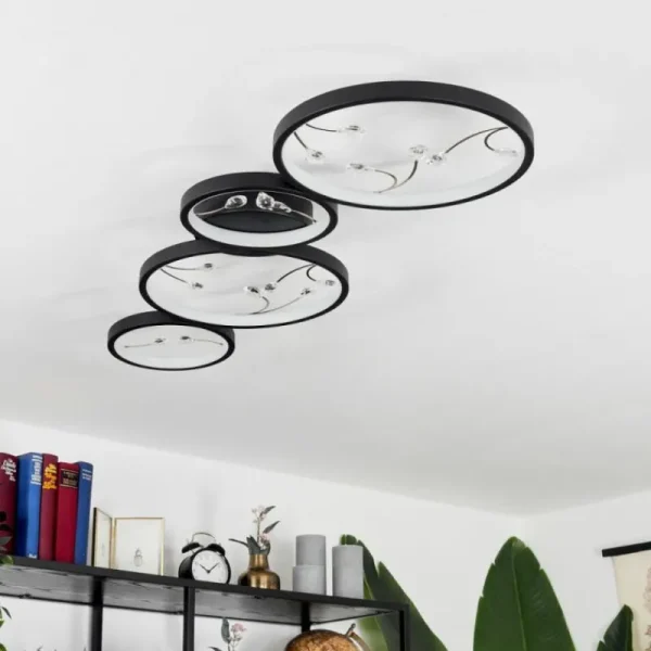 hofstein Plafonnier Fombillou LED Noir, 1 lumière* Lampes Modernes