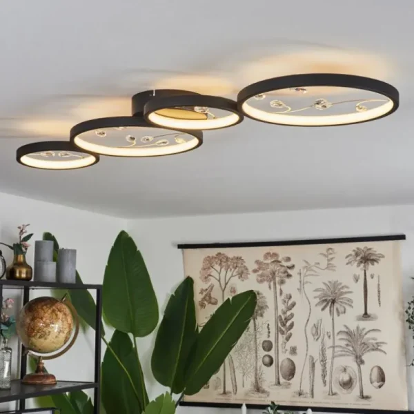 hofstein Plafonnier Fombillou LED Noir, 1 lumière* Lampes Modernes