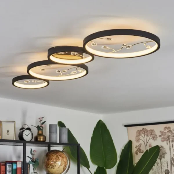 hofstein Plafonnier Fombillou LED Noir, 1 lumière* Lampes Modernes