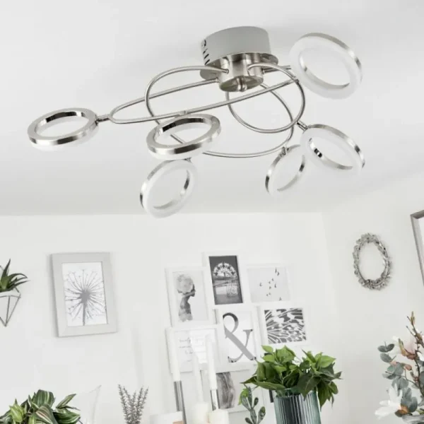hofstein Plafonnier Frans LED Nickel mat, 1 lumière* Lampes Modernes