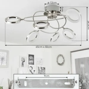 hofstein Plafonnier Frans LED Nickel mat, 1 lumière* Lampes Modernes