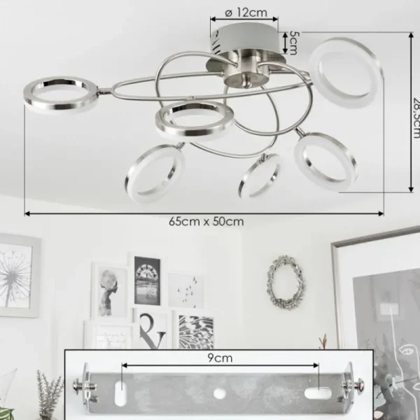 hofstein Plafonnier Frans LED Nickel mat, 1 lumière* Lampes Modernes