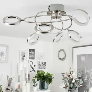 hofstein Plafonnier Frans LED Nickel mat, 1 lumière* Lampes Modernes