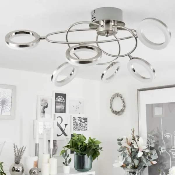 hofstein Plafonnier Frans LED Nickel mat, 1 lumière* Lampes Modernes