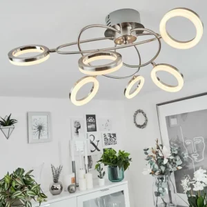 hofstein Plafonnier Frans LED Nickel mat, 1 lumière* Lampes Modernes