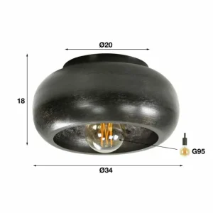 hofstein Plafonnier Gralhos Argent Oxydé, Noir, 1 lumière* Lampes Modernes