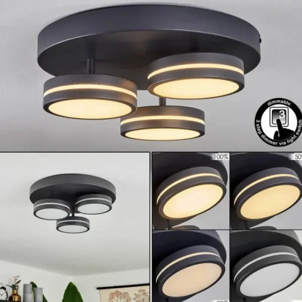 hofstein Plafonnier Huallilemu LED Noir, 3 lumières* Lampes Modernes
