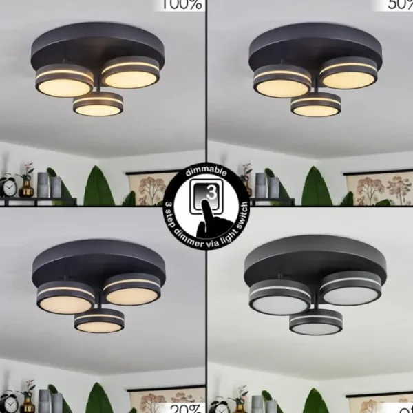 hofstein Plafonnier Huallilemu LED Noir, 3 lumières* Lampes Modernes