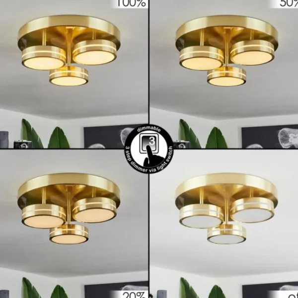 hofstein Plafonnier Huallilemu LED Laiton, 3 lumières* Lampes Modernes