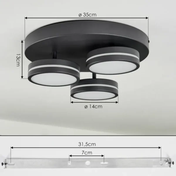 hofstein Plafonnier Huallilemu LED Noir, 3 lumières* Lampes Modernes