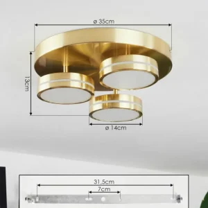 hofstein Plafonnier Huallilemu LED Laiton, 3 lumières* Lampes Modernes