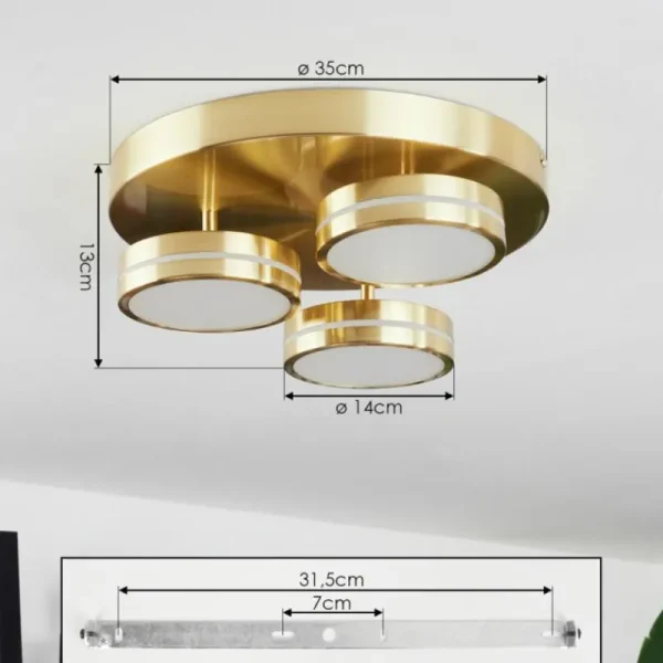 hofstein Plafonnier Huallilemu LED Laiton, 3 lumières* Lampes Modernes