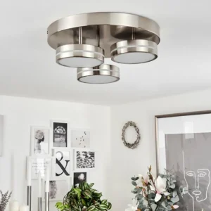 hofstein Plafonnier Huallilemu LED Nickel mat, 3 lumières* Lampes Modernes