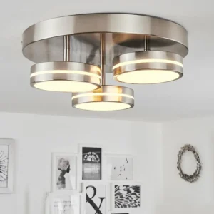 hofstein Plafonnier Huallilemu LED Nickel mat, 3 lumières* Lampes Modernes