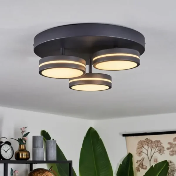 hofstein Plafonnier Huallilemu LED Noir, 3 lumières* Lampes Modernes