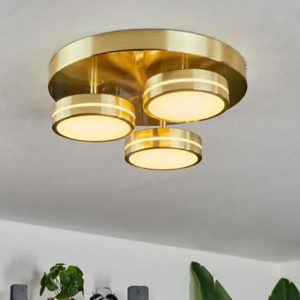 hofstein Plafonnier Huallilemu LED Laiton, 3 lumières* Lampes Modernes