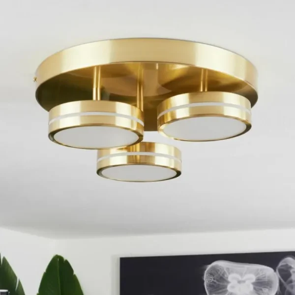hofstein Plafonnier Huallilemu LED Laiton, 3 lumières* Lampes Modernes