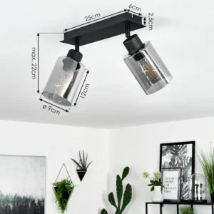 hofstein Plafonnier Hunouri Noir, 2 lumières* Lampes Modernes