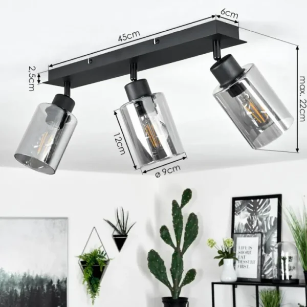 hofstein Plafonnier Hunouri Noir, 3 lumières* Lampes Modernes