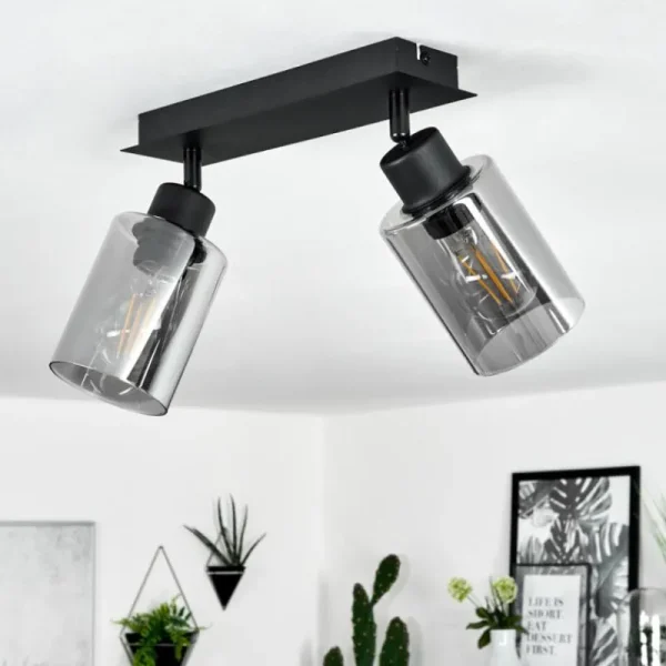 hofstein Plafonnier Hunouri Noir, 2 lumières* Lampes Modernes