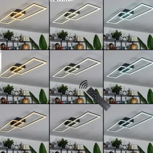 hofstein Plafonnier Hyacinthe LED Noir, 1 lumière, Télécommandes* Lampes Modernes