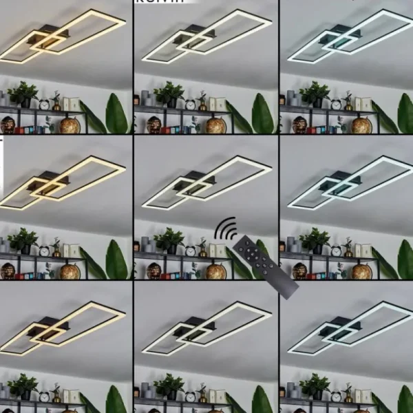 hofstein Plafonnier Hyacinthe LED Noir, 1 lumière, Télécommandes* Lampes Modernes